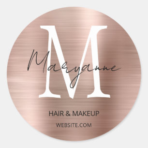 Roos Gold Monogram Business Logo Ronde Sticker