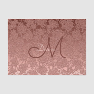 Roos Gold Monogram Elegant Art Floral Patroon Tissuepapier