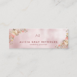 Roos Gold Monogram Elegante Bloemen Wedding Planne Mini Visitekaartje