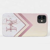 Roos Gold Monogram Geometric Chevron Marble Case-Mate iPhone Case (Achterkant (horizontaal))