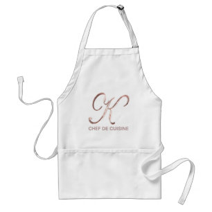 Roos Gold Monogram K Chef de Cuisine of Jouw tekst Standaard Schort
