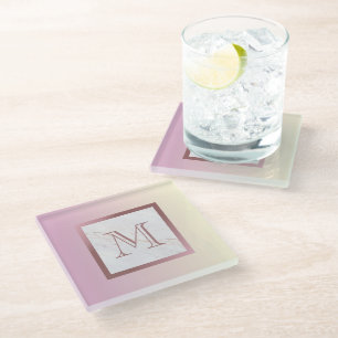 Roos Gold Monogram Marble Paars Ombre Glazen Onderzetter