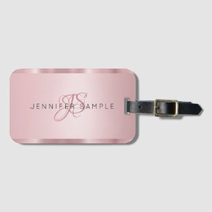 Roos Gold Monogram Moderne Eenvoudige elegante Sja Bagagelabel