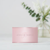 Roos Gold Monogram Moderne Eenvoudige Sjabloon Visitekaartje (Staand voorkant)