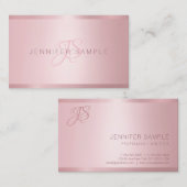 Roos Gold Monogram Moderne Eenvoudige Sjabloon Visitekaartje (Voorkant / Achterkant)