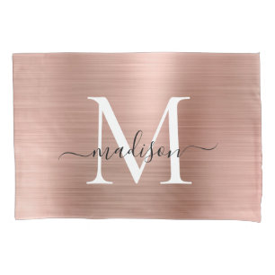Roos Gold Monogram script legant geborsteld metaal Kussensloop