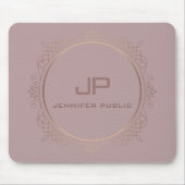 Roos Gold Monogram Sjabloon Elegant Modern Muismat (Voorkant)