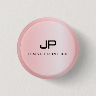 Roos Gold Monogram Sjabloon Elegant Modern Ronde Button 3,2 Cm