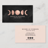 Roos Gold Moon Phases Astrologie Visitekaartje (Voorkant / Achterkant)