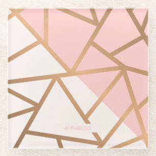 Roos Gold Mosaic Glazen Onderzetter