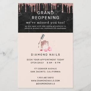 Roos Gold Nail Salon Grand Reopening Covid Safety Flyer