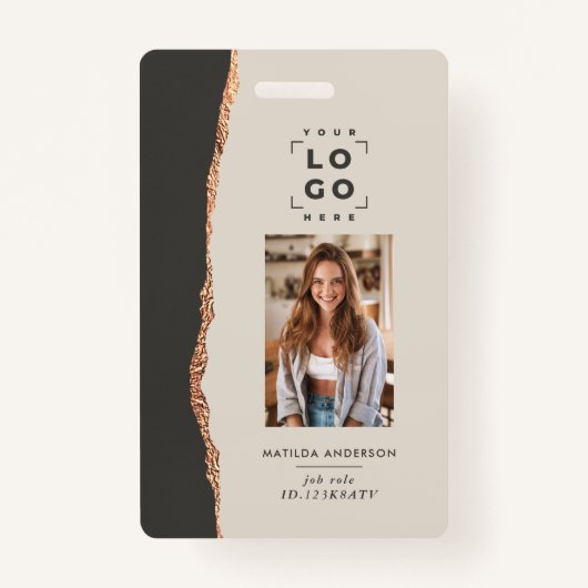 Roos Gold Natural Black Modern Girly Elegant Badge (Voorkant)