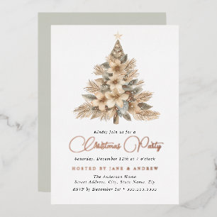 Roos Gold Natuurlijke Beige Kerstboom Folie Uitnodiging