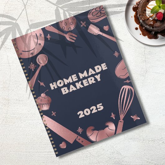 Roos Gold & Navy Baking Utensils Bakery Business Planner