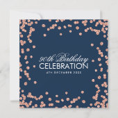 Roos Gold Navy Blue 90th Birthday Glitter Confetti Kaart (Achterkant)