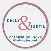 Roos Gold Navy Blue Custom Wedding Date Hashtag