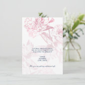 Roos Gold Navy Blue Floral Weddenschappen Receptio Kaart (Staand voorkant)