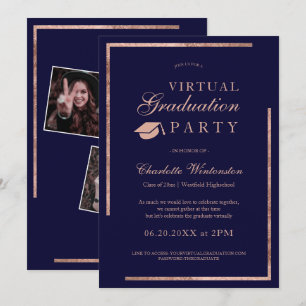 Roos Gold Navy Blue Foto's Virtual Afstuderen Kaart