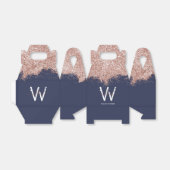 Roos Gold Navy Blue Girly Glitter Dust Monogram Bedankdoosjes (Uitgevouwen)