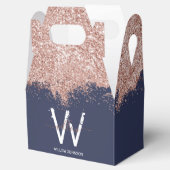Roos Gold Navy Blue Girly Glitter Dust Monogram Bedankdoosjes (Geopend)