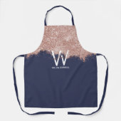 Roos Gold Navy Blue Girly Glitter Dust Monogram Schort (Voorkant)