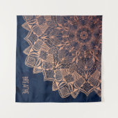 Roos Gold & Navy Blue Mandala Wandkleed (Voorkant (horizontaal))