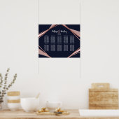 Roos Gold Navy Blue Mauve Geometric Seating Chart Poster (Keuken)