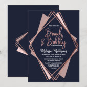 Roos Gold Navy Blue Mauve Geometrische Brunch Bubb Kaart (Voorkant / Achterkant)