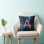 Roos Gold & Navy Blue Metallic Folie monogram Kussen (Stoel)