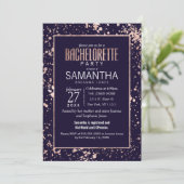 Roos Gold Navy Blue Paint Spletters Bachelorette Kaart (Staand voorkant)