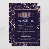 Roos Gold Navy Blue Paint Spletters Bachelorette Kaart (Voorkant / Achterkant)