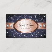 Roos Gold Ocean Blue Glitter en Diamonds Striking Visitekaartje (Voorkant)