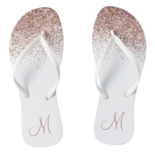Roos Gold Ombre Glitter Sparkle Monogram Teenslippers