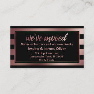 Roos Gold Ombre Stripes "We hebben ons verplaatst" Visitekaartje