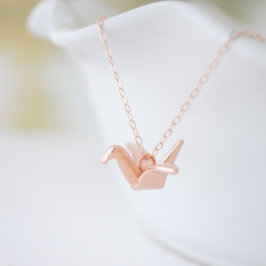 Roos Gold Origami Folded Crane Ketting