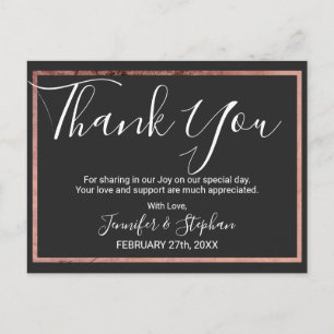 Roos Gold Outline Border Black Wedding Bedankt Briefkaart