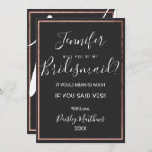 Roos Gold Outline Border Zwart Trouwmeisje Kaart (Voorkant / Achterkant)