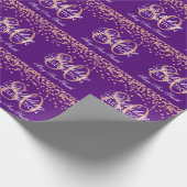 Roos Gold Paars 80e verjaardag Glitter Confetti Cadeaupapier (Hoek)