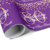 Roos Gold Paars 80e verjaardag Glitter Confetti Cadeaupapier (Rol Hoek)