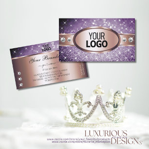 Roos Gold Paarse Glitter Spark Stars Diamonds Logo Visitekaartje