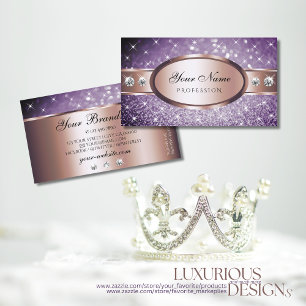 Roos Gold Paarse glitter Sparkelende Stars Diamond Visitekaartje