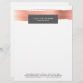 Roos Gold Paint Brush Letterhead Briefhoofd Sjabloon (Voorkant / Achterkant)