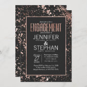 Roos Gold Paint Spletters Engagement Party nodigt Kaart (Voorkant / Achterkant)