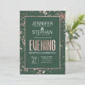 Roos Gold Paint Spletters Green Evening Kaart (Staand voorkant)