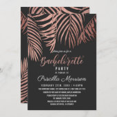 Roos Gold Palm Tree Fronts Black Bachelorette Kaart (Voorkant / Achterkant)