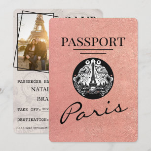 Roos Gold Paris Passport Bewaar de datum Save The Date