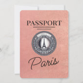 Roos Gold Paris Passport Bruiloft Kaart (Achterkant)