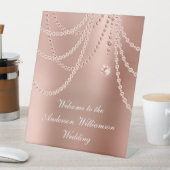 Roos Gold Pearls Diamonds Weddenschap Welkom Reclamebord Met Voetstuk (Insitu)