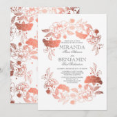 Roos Gold Peony Floral Elegant repetitie diner Kaart (Voorkant / Achterkant)