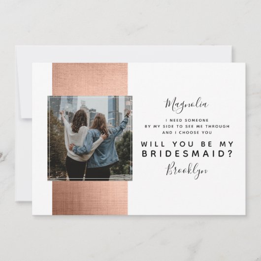 Roos Gold Photo Bridesmaid proposal Kaart (Voorkant)